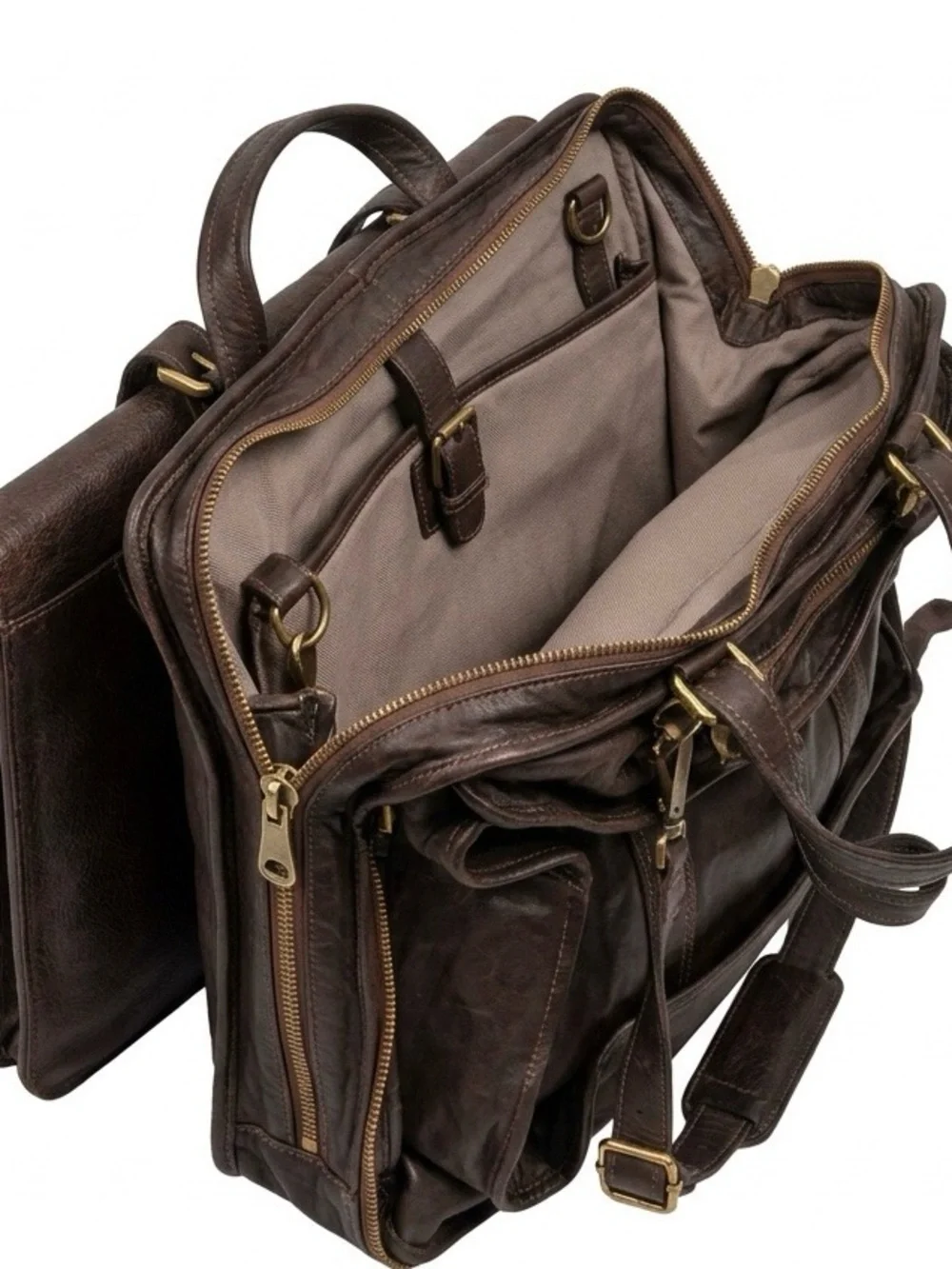Vintage Men’s Brown Leather Convertible Travel Bag Briefcase Work Bag